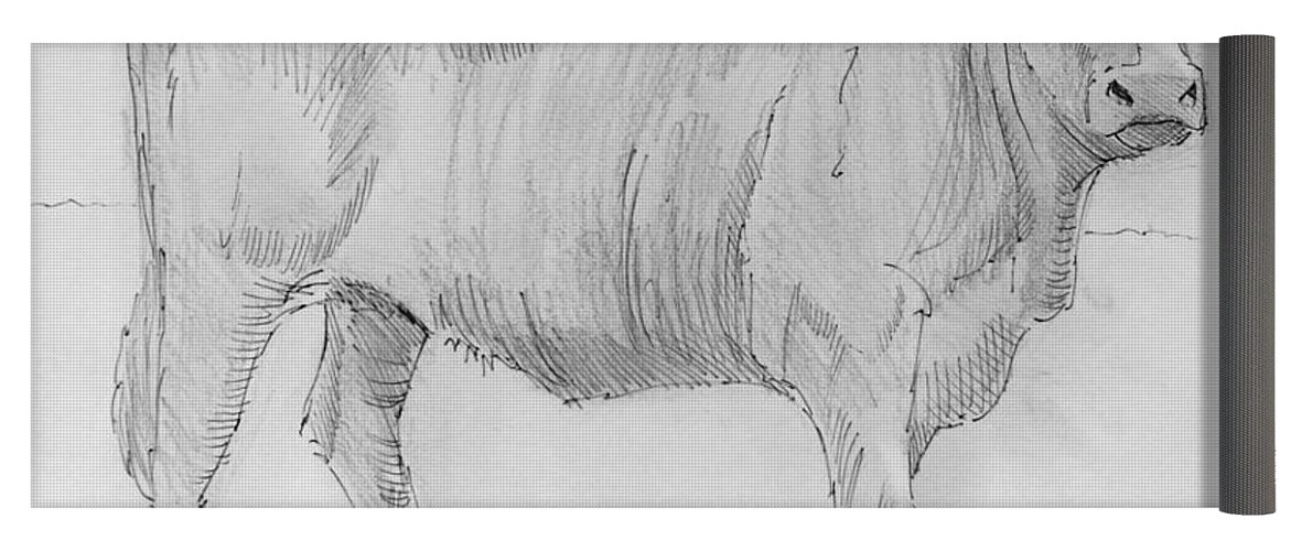1171x500 Cow Pencil Drawing Yoga Mat For Sale - Cow Pencil Drawing