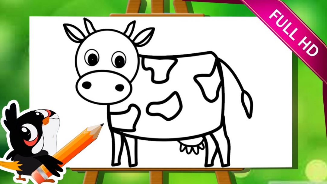 1084x610 Cow Drawing Pictures Black And White Simple Face Easy Clip Art - Cow Simple Drawing