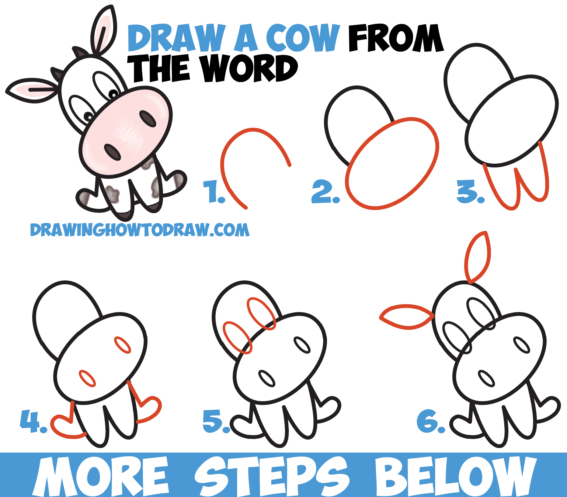 1864x1634 How To Draw A Cute Cartoon Kawaii Cow Word Toon Easy Step - Cow Simple Drawing