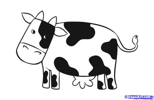 520x338 How To Draw A Simple Cow Painting Cow Drawing Easy, Cow - Cow Simple Drawing