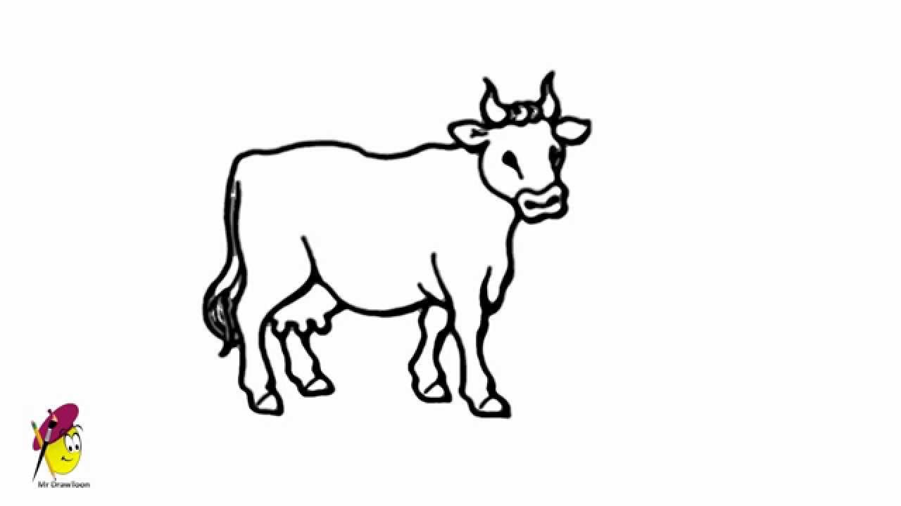1280x720 Cow - Cow Simple Drawing. 