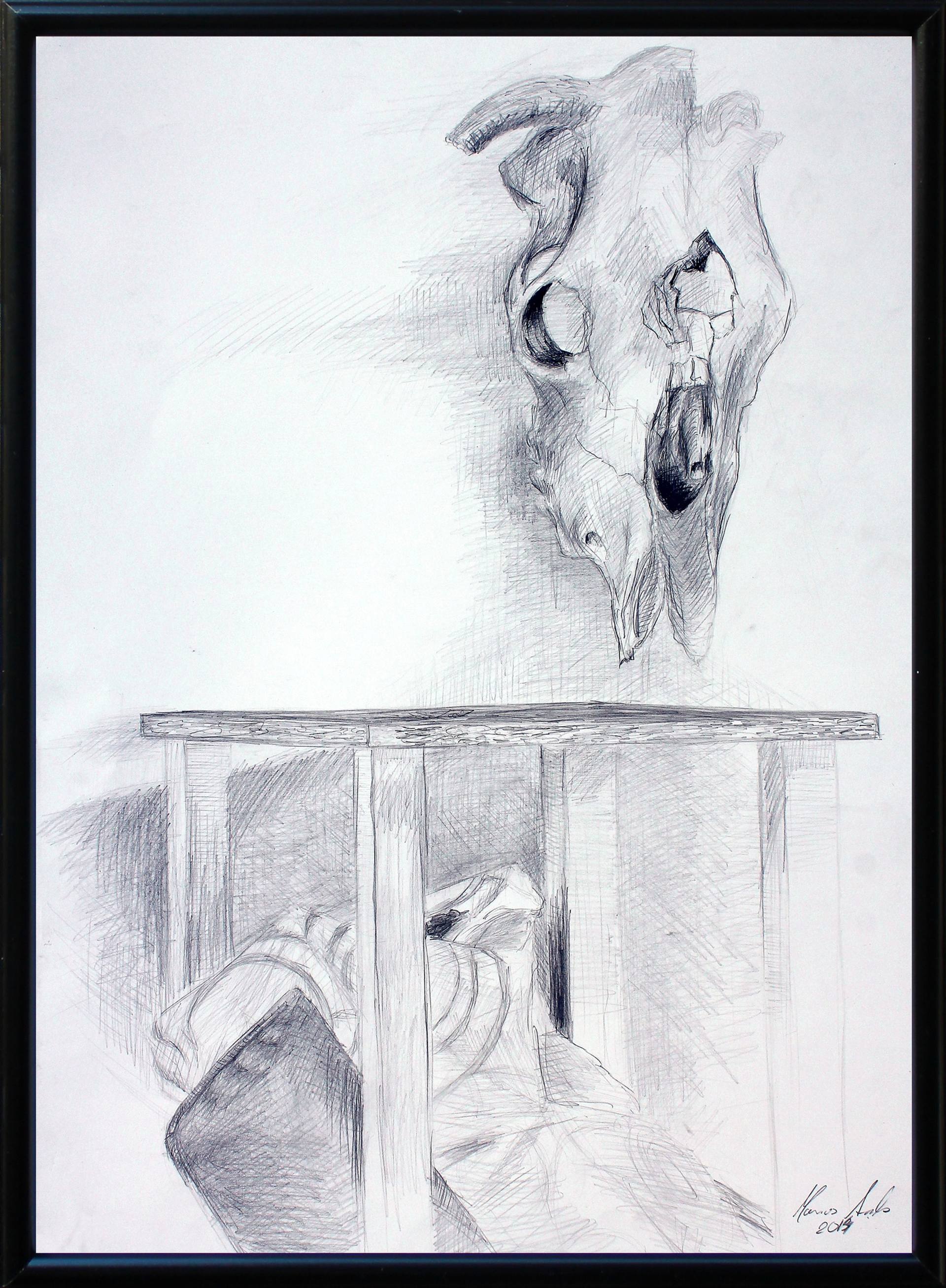 1920x2616 Still Life With A Cow Skull Drawing - Cow Skull Drawing