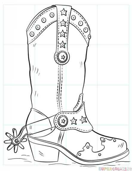 442x575 Creative Inspiration How To Draw Cowboy Boots Boot Line Drawing - Cowboy Boot Line Drawing