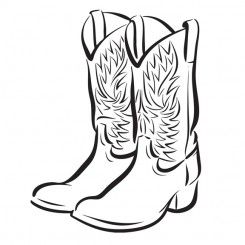 245x245 Line Art Graphic Image Cowboy Boots Reboot Western Clip Art - Cowboy Boot Line Drawing