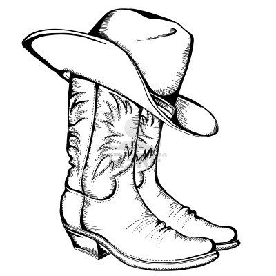 400x400 cowboy boots and hat graphic illustration crafts cowboy hat - Cowboy Boots And Hat Drawing