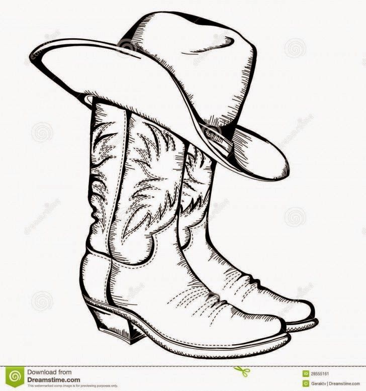 Cowboy Boots And Hat Drawing At Paintingvalley Com Explore