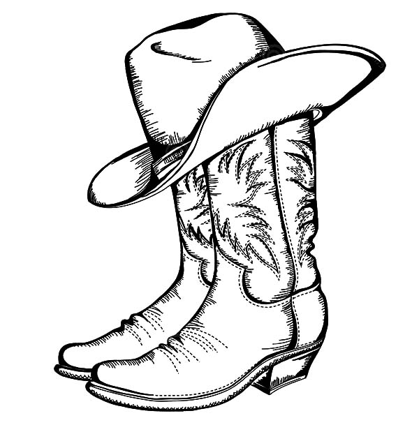600x642 Drawings Of Cowboy Boots Group With Items - Cowboy Boots Drawing