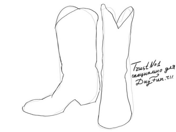 667x500 How To Draw Boots Step - Cowboy Boots Drawing