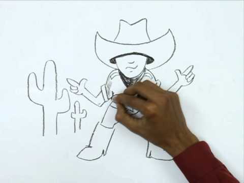 480x360 How To Draw A Little Cowboy - Cowboy Cartoon Drawing