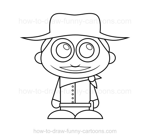 500x467 How To Draw A Cowboy - Cowboy Cartoon Drawing