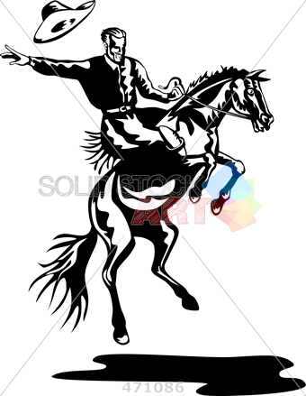 340x439 Stock Illustration Of Old Fashioned Cartoon Drawing Of Rodeo - Cowboy Cartoon Drawing