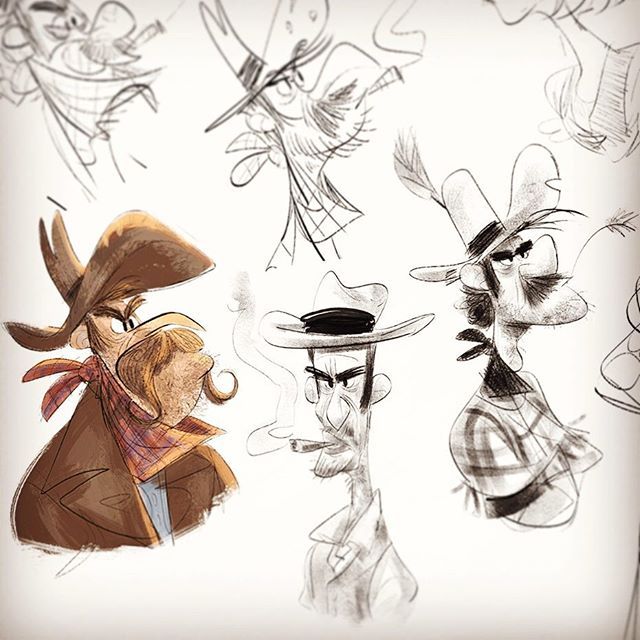640x640 Trying My Hand - Cowboy Cartoon Drawing