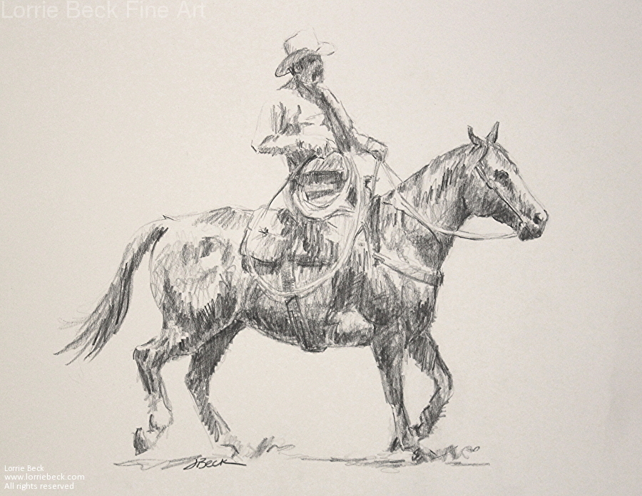 900x696 lorrie beck - Cowboy Drawing
