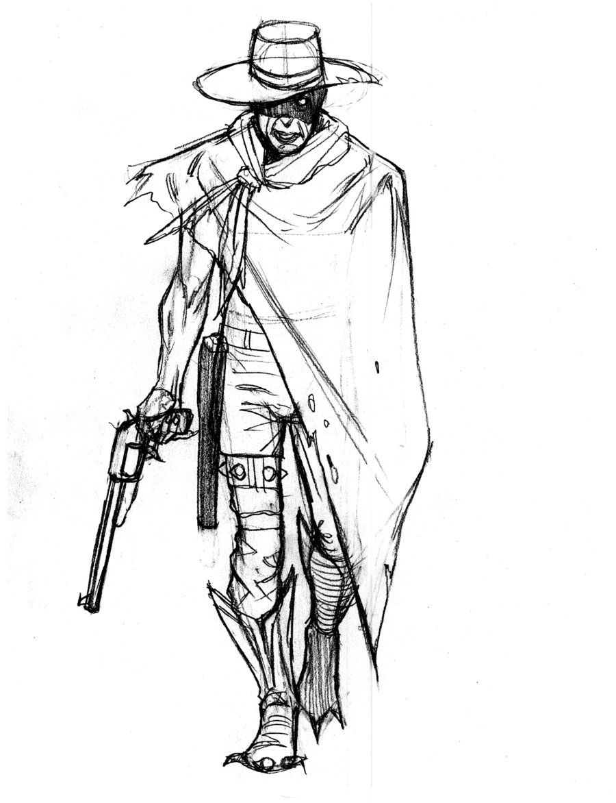900x1172 Uncategorised Art In Tattoo - Cowboy Drawing