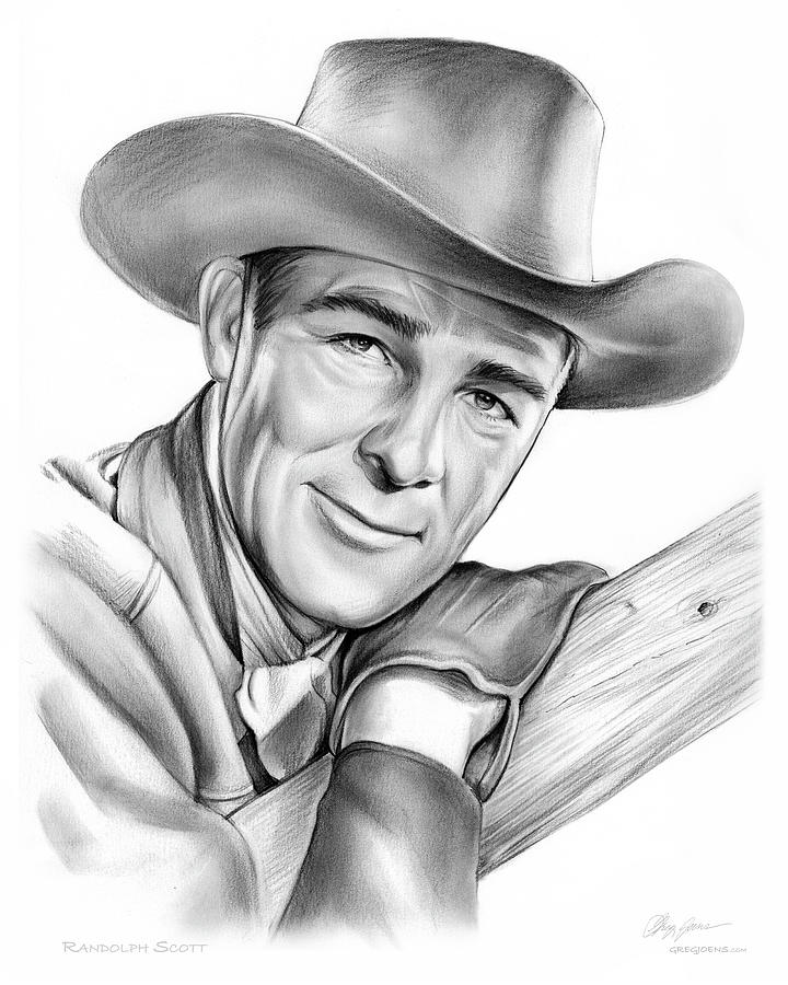 720x900 Randolph Scott Drawing - Cowboy Drawing
