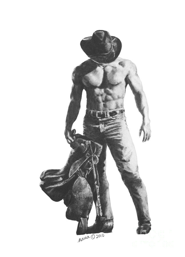 647x900 Strength Of A Cowboy Drawing - Cowboy Drawing