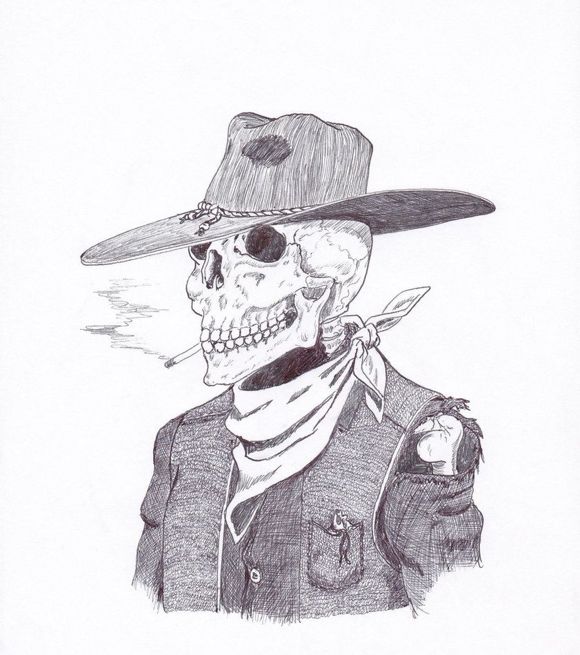 841x949 cowboy skull drawings camera data skulls cowboy tattoos - Cowboy Drawing