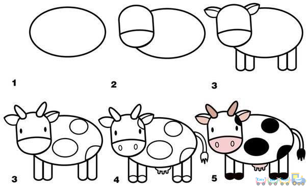 604x367 Cow Drawing Easy Simple Animal Milk Pics Painting And Sweet - Cowboy Drawing Easy