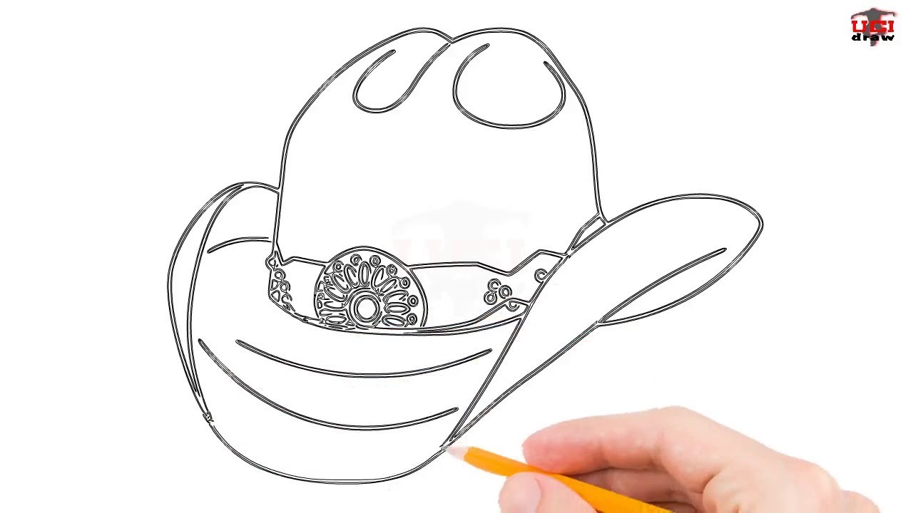 1280x720 How To Draw A Cowboy Hat Step - Cowboy Drawing Easy