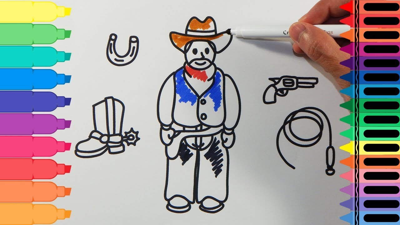 1280x720 How To Draw An American Cowboy - Cowboy Drawing For Kids