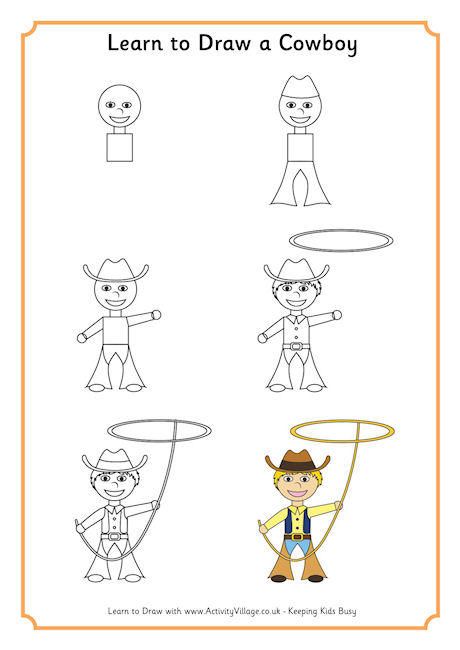 460x650 Learn To Draw A Cowboy Drawing And Painting In Drawings - Cowboy Drawing For Kids