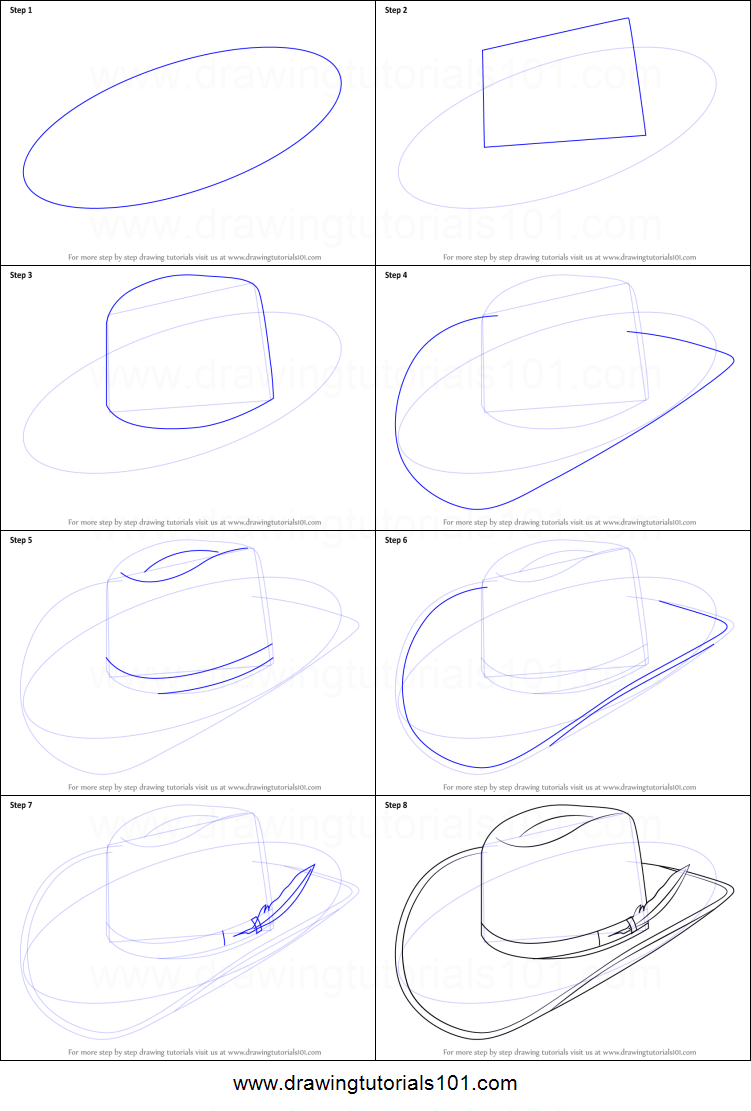 751x1111 How To Draw Cowboy Hat Printable Step - Cowboy Hat Drawing