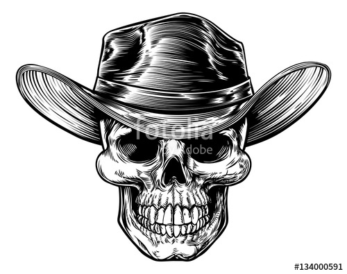 500x395 Skull Cowboy Hat Drawing Stock Image And Royalty Free Vector - Cowboy Hat Drawing