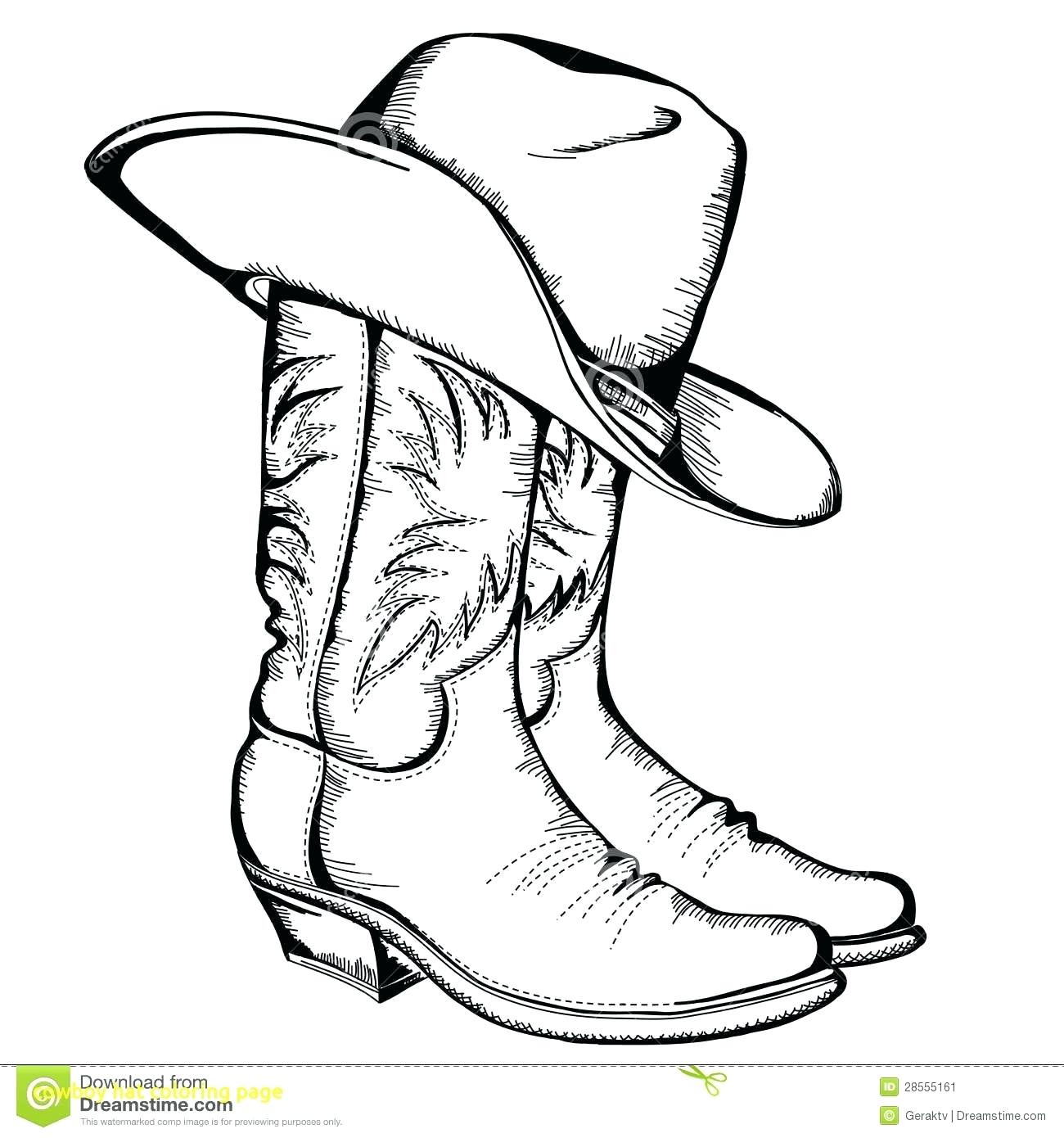 1300x1390 Cowboy Hat And Boots Drawing With Coloring Page - Cowboy Hat Drawing