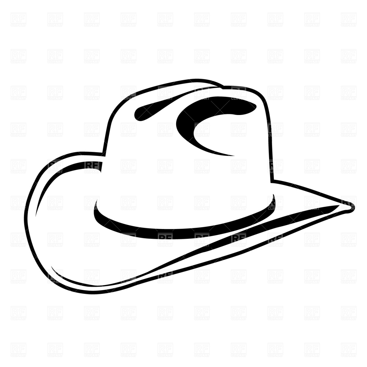 1200x1200 Cowboy Hat Clipart Free - Cowboy Hat Line Drawing