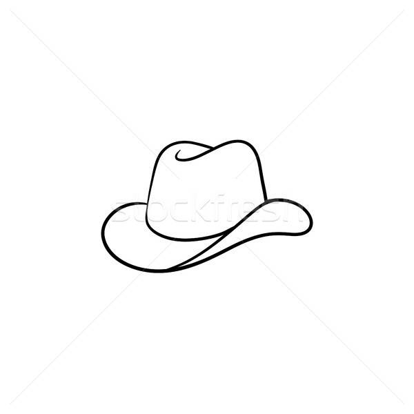 600x600 cowboy hat hand drawn sketch icon vector illustration andrei - Cowboy Hat Line Drawing