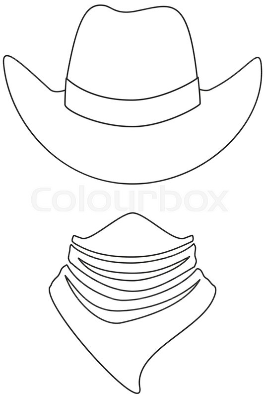 534x800 Line Art Black And White Cowboy Avatar Stock Vector Colourbox - Cowboy Hat Line Drawing