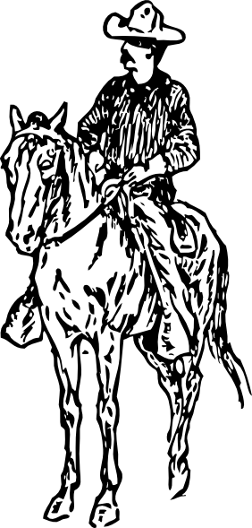 282x589 Cowboy On Horse Clip Art - Cowboy Line Drawing