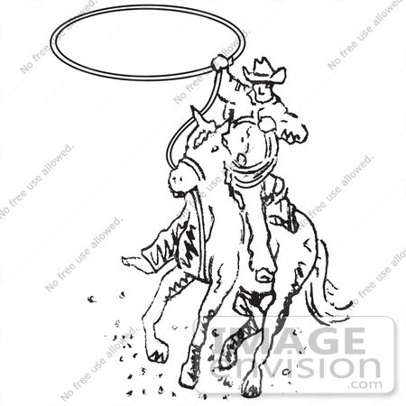 450x450 cowboy with lasso clipart black and white great free clipart - Cowboy Line Drawing