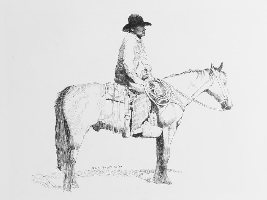 900x675 Cowboy And Horse Drawing - Cowboy On Horse Drawing