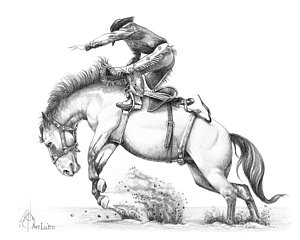 300x240 Cowboy Horse Drawings - Cowboy On Horse Drawing