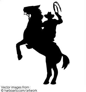 335x355 Download Cowboy On Rearing Horse With A Lasso - Cowboy On Horse Drawing