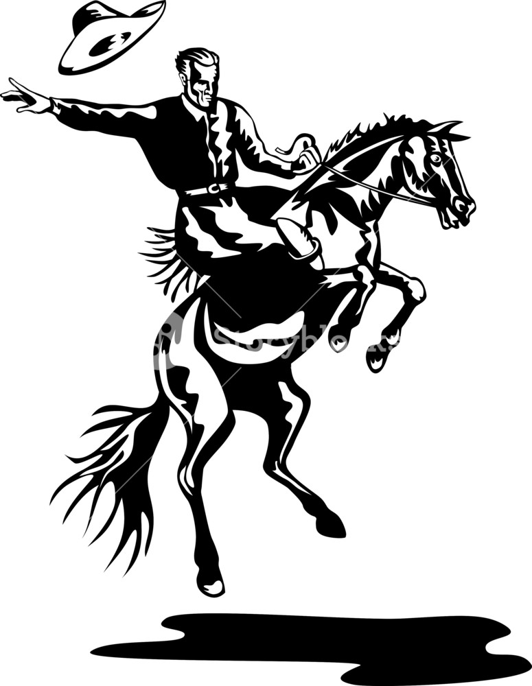 775x1000 Rodeo Cowboy Riding Horse Royalty Free Stock Image - Cowboy On Horse Drawing