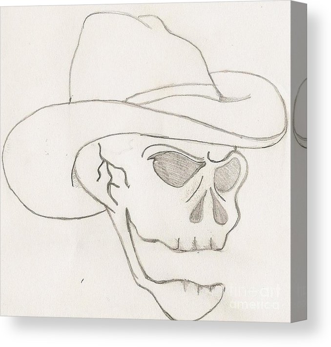 678x710 Cowboy Skull Canvas Print Canvas Art - Cowboy Skull Drawing