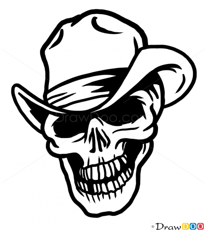 665x750 Skull Drawing Cowboy For Free Download - Cowboy Skull Drawing