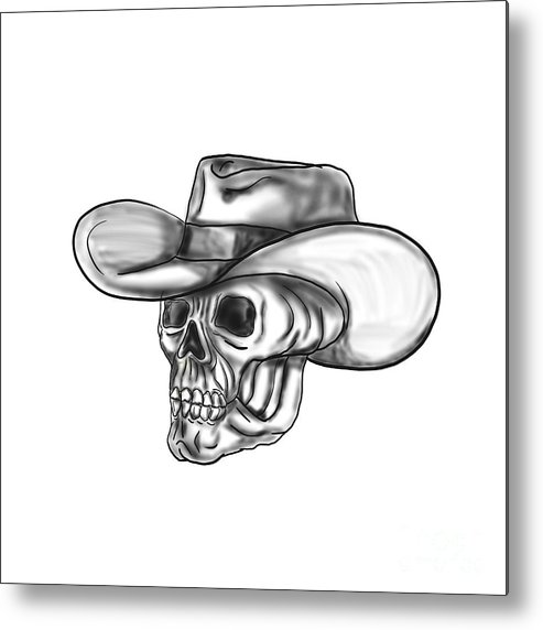 493x572 Cowboy Skull Tattoo Metal Print - Cowboy Skull Drawing