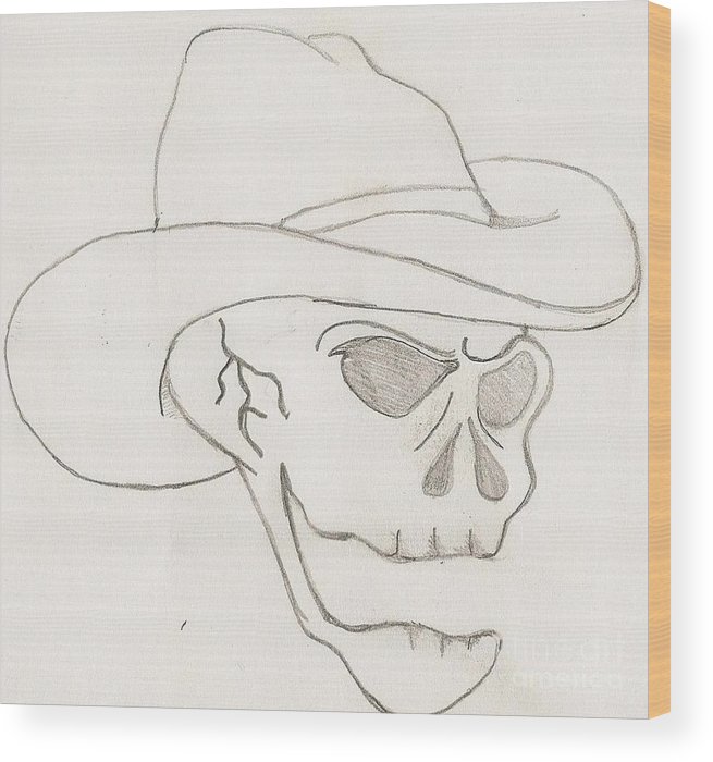 655x700 Cowboy Skull Wood Print - Cowboy Skull Drawing