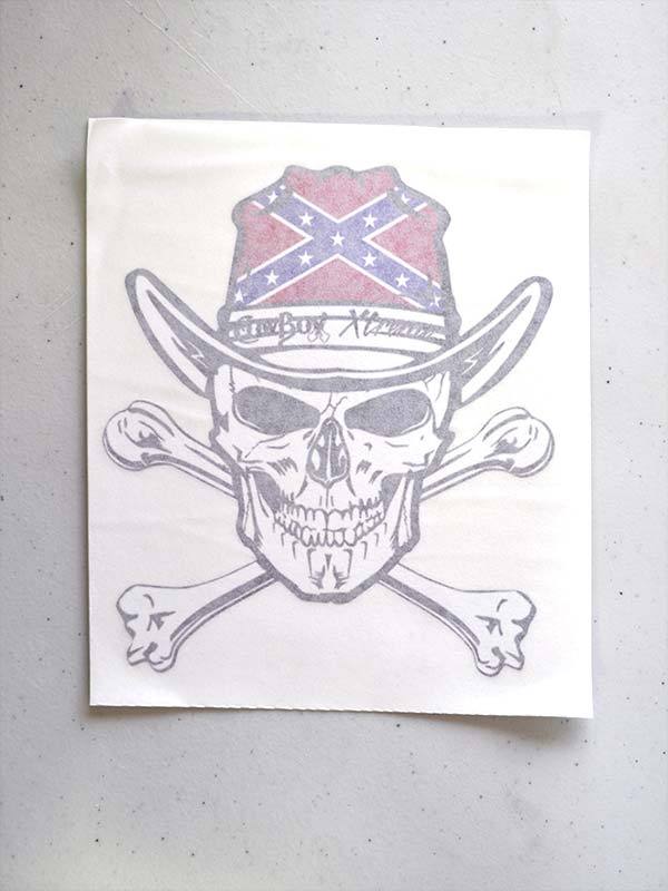 600x800 Cowboy Xtreme Southern Flag Skull Decal Sticker J C Western - Cowboy Skull Drawing