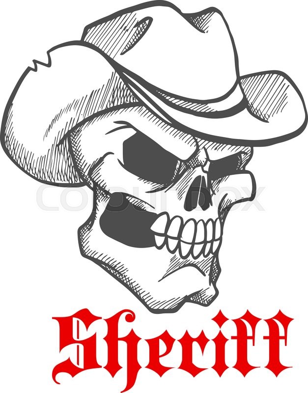 627x800 dangerous and angry skull sheriff stock vector colourbox - Cowboy Skull Drawing