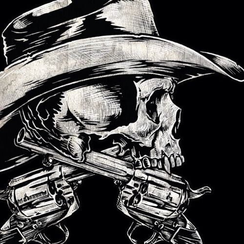 Doble Pistolas Bad Sob For A Tattoo Pistolen - Cowboy Skull Drawing. 