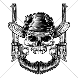 325x325 Skull Cowboy Hat Drawing Gl Stock Images - Cowboy Skull Drawing