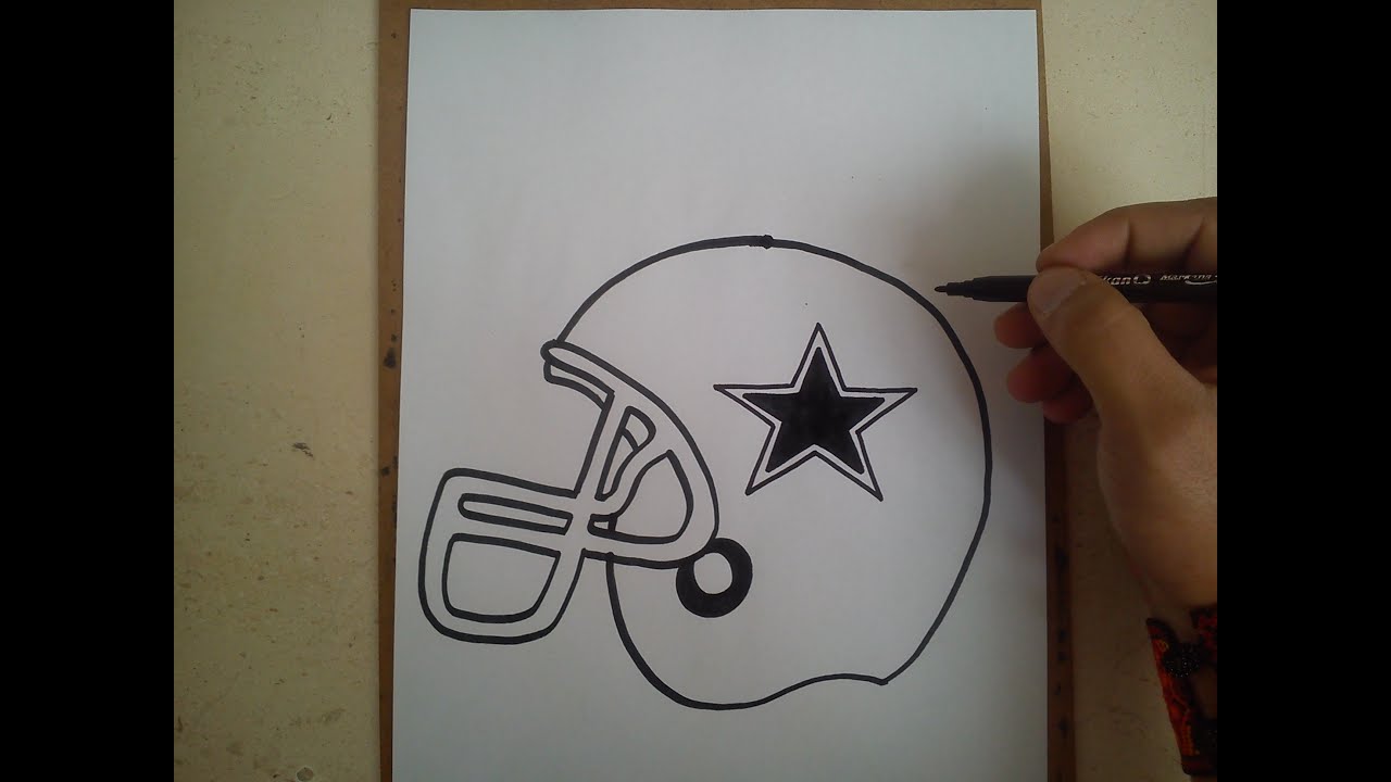 1280x720 Como Dibujar El Casco De Los Vaqueros De Dallas How To Draw - Cowboys Helmet Drawing