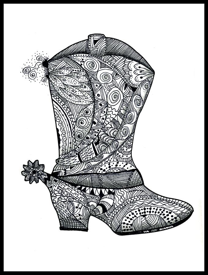 681x900 Cowgirl Boot Drawing - Cowgirl Boots Drawing