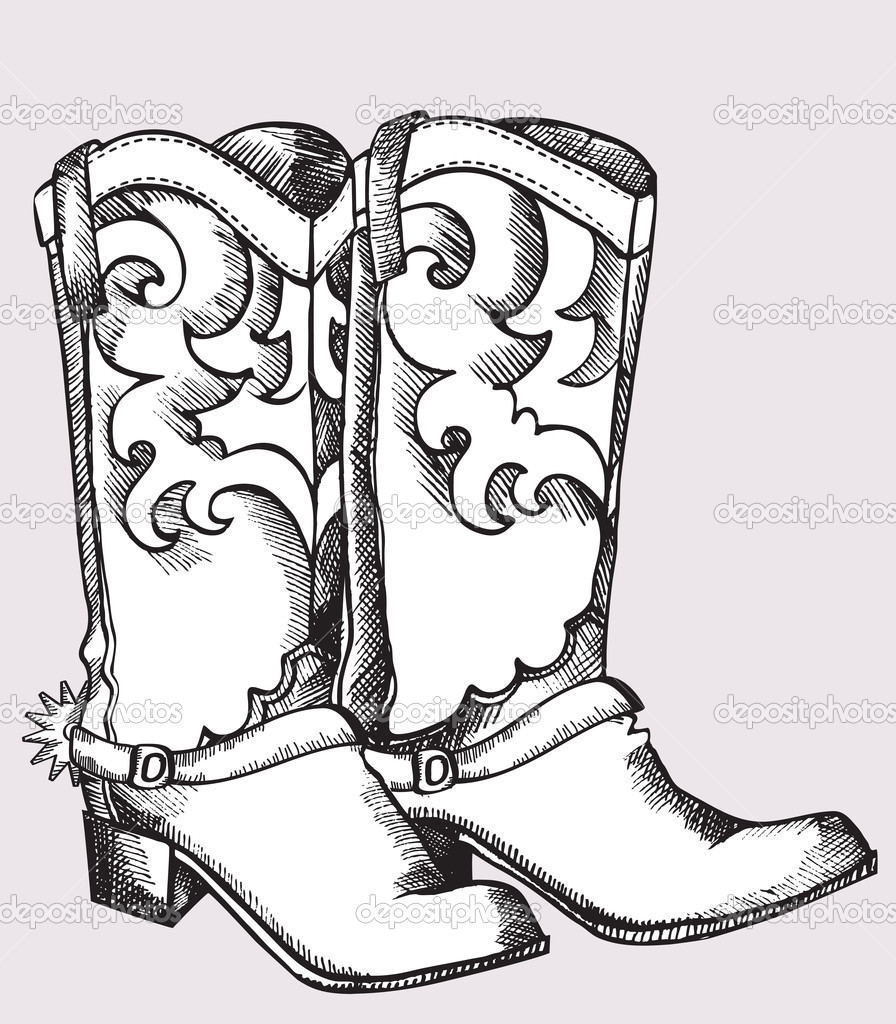 896x1024 Cowgirl Boots Coloring - Cowgirl Boots Drawing