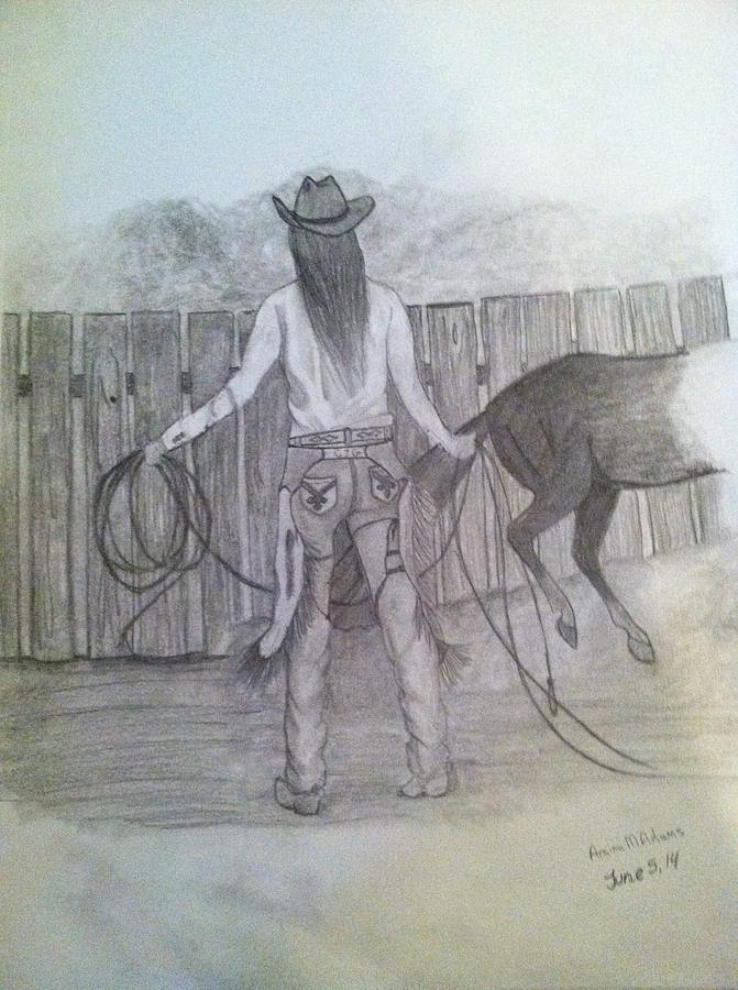 671x900 Cowgirl Drawing - Cowgirl Drawing