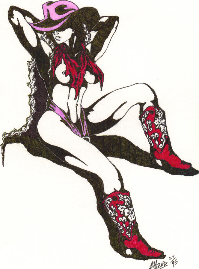 664x900 Cowgirl Drawing - Cowgirl Drawing